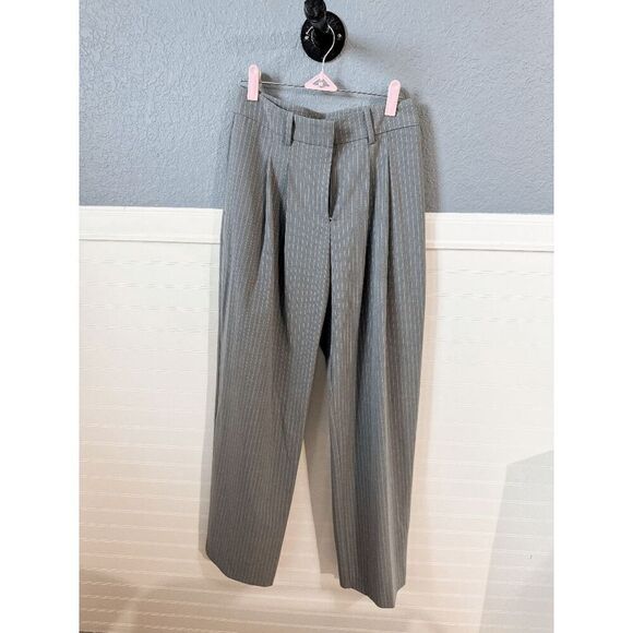 WAYF Icon Gray Pinstripe Straight Leg Trousers - Picture 6 of 9